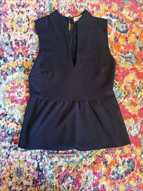 Black Swan Navy Peplum Sleeveless Top